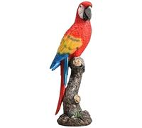 Vervevum Figurine de Perroquet 6 x 16 Pouces, Statue de Perroquet Rouge réaliste sur bûche, Animaux en résine résistants aux intempéries et à la décoloration pour Bureau, Jardin, étagère, Statue