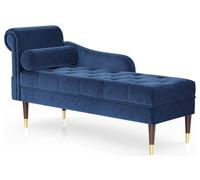 Vesgantti Méridienne Salon en Velours, Chaise Longue Fauteuil Relax Canapé avec Accoudoirs Coussin Lombaire pour Appartement, Petit Espace 149,5 x 54 x 76 cm - Bleu