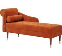 Vesgantti Méridienne Salon en Velours, Chaise Longue Fauteuil Relax Canapé avec Accoudoirs Coussin Lombaire pour Salon, Appartement, Petit Espace 149,5 x 54 x 76 cm (Orange)