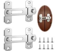 VESMEN 2 pces targette de porte, Loquet Porte Coulissante, Ouverture à 180° | Verrou Porte Coulissante, en Acier Inoxydable, Verrou Portail à Bascule, pour Porte, Armoire, Fenêtre, Placard et Jardin