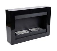 Vespasiano Frankystar - Cheminée murale bioéthanol 80×51×16 cm, 2 brûleurs 3 L, 3000 W, noir