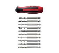 VESSEL Poignée de tournevis MEGADORA 900W + 10 embouts PH1/PH2/PZ1/PZ2/SL4/SQ2/SQ3/T20/T25/T30 x 90mm