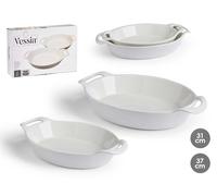 VESSIA Set de 2 plateaux ovales avec anses ouvertes - Blanc