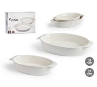 VESSIA Set de 6 plateaux ovales à anses fermées, Blanc