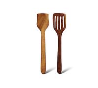 Vesta Homes Lot de 2 cuillères en bois de neem, compactes, spatule/louche pour la cuisson de dosa, roti, chapati, soupe et légumes | Outils de cuisine en bois de qualité supérieure | Sans vernis |