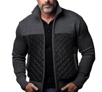 Veste chaude tricotée pour homme en polyester avec fermeture éclair sur | Tissu en polyester durable, texture tricotée, manches longues, longueur régulière, options de couleur unie