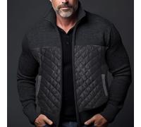 Veste chaude tricotée pour homme en polyester avec fermeture éclair | Tissu en polyester durable, texture tricotée, manches longues, longueur régulière, options de couleur unie