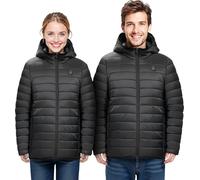 Veste chauffante pour homme avec batterie 7,4 V, manteau électrique Soft Shell, vêtement d'extérieur léger et coupe-vent avec 6 zones chauffantes et 3 réglages de chaleur pour la randonnée, le travail