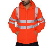 Veste d'avertissement pour homme - Veste de sécurité réfléchissante - Sweat à capuche - Sweat à capuche doux avec col haut - Veste de sécurité Softshell - Veste de sécurité, Orange, XXXXL