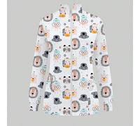 Veste de blouse à manches longues avec col à fermeture éclair, imprimé coloré de bande dessinée, avec poches. Blouse de travail pour infirmière, dentiste, soins de santé, hôpital vétérinaire, laborato