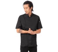 Veste de chef cuisinier pour hommes, noire, taille XXL, fermeture éclair, en sergé