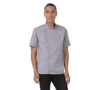 Veste de chef pour homme, coupe ajustée, manches courtes, fermeture éclair, couleur grise, taille XS