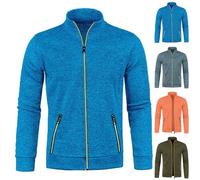 Veste de survêtement pour homme avec fermeture éclair sans capuche classique - Veste de sport légère - Col montant - Veste de survêtement avec poches - Veste de loisirs - Veste softshell - Veste de