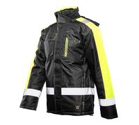 Veste de travail d'hiver imperméable et chaude pour homme - Veste de sécurité réfléchissante avec capuche - Veste de travail d'hiver robuste pour le travail, le chantier, l'entrepôt - Avec de