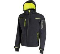 U-Power Veste de travail softshell SPACE FU187BC – Capuche amovible, poches – Noir/Jaune fluo