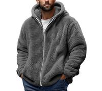 Veste en peluche pour homme avec capuche, veste polaire pour homme - Veste thermique - Grandes tailles - Veste d'hiver légère en flanelle chaude - Doublure chaude - Veste de travail pour le quotidien