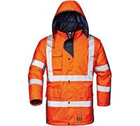 Veste haute visibilité imperméable à capuche Sir Safety MOTORWAY pour homme, classe 3, taille L, orange vif