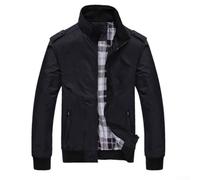 Veste mi-saison pour homme, col montant, couleur unie pour coupe ajustée, cardigan de travail d'affaires, vêtement d'extérieur, manteau de printemps et d'automne, taille L-4XL (noir 4XL)
