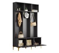 Vestiaire 120/23,5/191,5 cm noir en panneaux de particules avec rangement multifonction