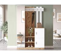 Vestiaire avec 3 portes et 1 miroir - Blanc et naturel - MIROTA