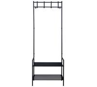 Vestiaire avec meuble à chaussures, noir, porte-manteau, métal, station pour chien, porte-manteau, place de stationnement en laisse pour chiens, 4x patères, étagère en MDF, autoportante, H 168,5 cm