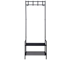 Vestiaire avec meuble à chaussures, noir, porte-manteau, métal, station pour chien, porte-manteau, place de stationnement en laisse pour chiens, 4x patères, étagère en MDF, autoportante, H 168,5 cm