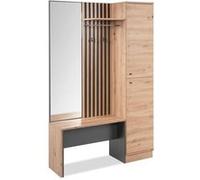 Vestiaire avec miroir - MEDAN 42B - Anthracite / Chene artisan - 122 x 190 x 37 cm Anthracite / Chêne artisanal G