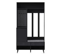 Vestiaire d'entrée 100/35/180 cm noir en MDF avec banc et 4 crochets