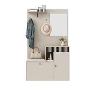 Vestiaire d'entrée 110/37/185,5 cm beige et crème en MDF avec miroir