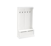 Meuble d'entrée avec banc - HOMCOM - 3 en 1 - 5 crochets - banc de rangement couvercle à charnière - 96 x 34 x 179,7 cm - crème