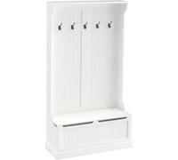 Vestiaire d'entrée banc coffre 3 en 1 style classique chic - 5 patères doubles - MDF blanc cassé Blanc G