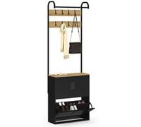 IDMarket - Vestiaire d'entrée Ester Meuble Chaussures 2 Portes en métal Noir