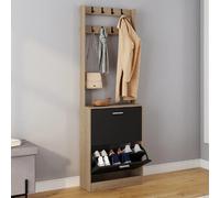 IDMarket Vestiaire d'entrée KLARK Meuble à chaussures 2 portes effet bois et noir