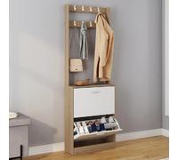 IDMarket - Vestiaire d'entrée KLARK Meuble Chaussures 2 Portes Effet Bois et Blanc