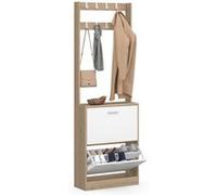 IDMarket - Vestiaire d'entrée KLARK Meuble Chaussures 2 Portes Effet Bois et Blanc