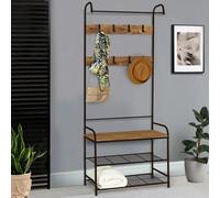 IDMarket – Vestiaire d'entrée PEDRO 79 cm bois et noir design industriel
