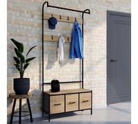 Vestiaire D'entrée Utah Avec Banc Et 3 Tiroirs En Tissu Design Industriel Multicolore