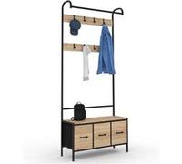 IDMarket – Vestiaire d'entrée UTAH avec banc, 3 tiroirs en tissu design industriel Multicolore