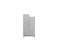 Vestiaire en bois de pin massif gris, 2 portes, 2 tiroirs, FSC - Woood, Lily - 98x41x190 cm