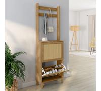 IDMARKET Vestiaire d'entrée HANAE meuble chaussures 2 portes effet naturel cannage