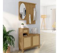 IDMarket - Vestiaire d'entrée avec Miroir HANAE Effet Naturel cannage