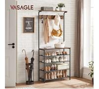 Vestiaire Industriel - VASAGLE - HSR408B01 - Étagères à Chaussures 5 Niveaux - 5 Crochets