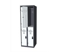 Vestiaire métal Avantage 2 casiers par colonne - 2 colonnes L.60 cm - Corps Anthracite - Portes Gris