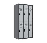 Vestiaire métal Avantage 2 casiers par colonne - 3 colonnes L.90 cm - Corps Anthracite - Portes Gris