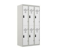 Vestiaire métal Avantage 2 casiers par colonne - 3 colonnes L.90 cm - Corps Gris - Portes Blanc