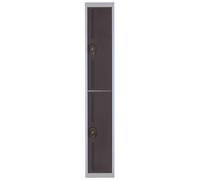Vestiaire métal Team Color 2 casiers - 1 colonne L.30 cm - Corps Gris - Portes Anthracite