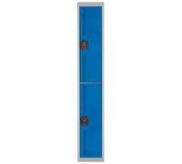 Vestiaire métal Team Color 2 casiers - 1 colonne L.30 cm - Corps Gris - Portes Bleu