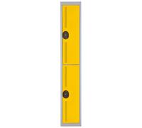 Vestiaire métal Team Color 2 casiers - 1 colonne L.30 cm - Corps Gris - Portes Jaune