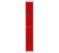 Vestiaire métal Team Color 2 casiers - 1 colonne L.30 cm - Corps Gris - Portes Rouge