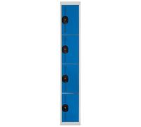 Vestiaire métal Team Color 4 casiers - 1 colonne L.30 cm - Corps Gris - Portes Bleu